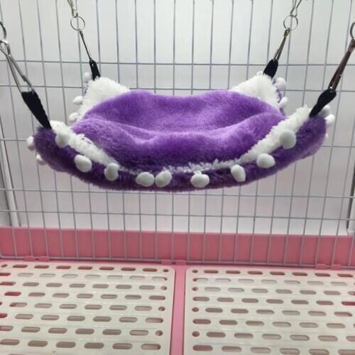 Small Animal Hamster Hammock Hanging 2 Tier Fleece Hideout Warm Cage Nest for Sugar Glider Squirrel Parrot Rat Sleeping Bed