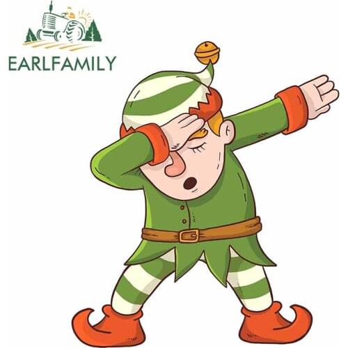 EARLFAMILY 13cm x 11.6cm for Dabbing Elf Bell Decal Windshield Scratch-Proof Cartoon Car Sticker Occlusion Scratch RV Decoration