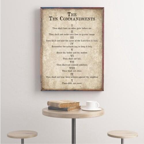 Exodus 20 Print Ten Commandments Christian Poster Vintage Wall Art Canvas Painting Antique Bible Verse Picture Farmhouse Decor