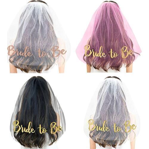 Bachelorette Party Glitter Gold Print Bride To Be Veil Bridal Shower Supplies Engagement Wedding Decoration Hen Night Accessorie