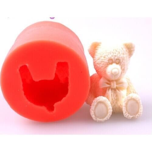 Hot Selling 80*58mm 3D Soap Molds Cute Teddy Bear Soft Silicone Mold Candle Jelly Cake Handmade Soap Cake Decorating Tools SM023