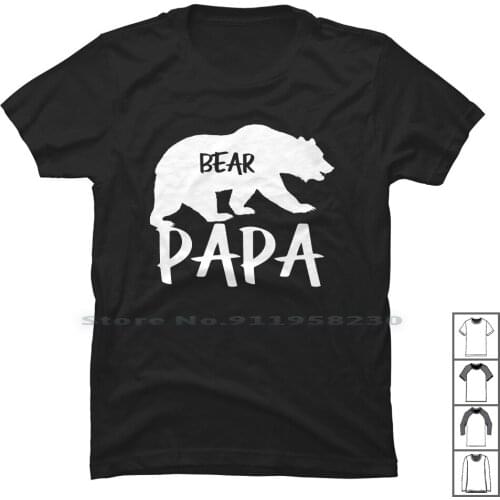 Papa Bear T Shirt 100% Cotton Los Angeles California Grizzly Star Papa Bear Ear