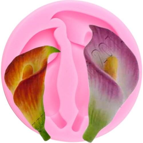 Calla Flower Cake Border Silicone Mold Wedding Fondant Cupcake Topper Molds Cake Decorating Tools Candy Chocolat Gumpaste Moulds