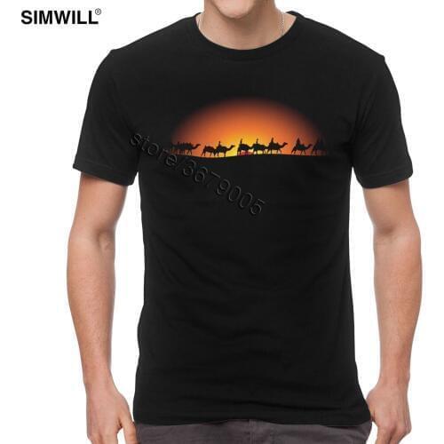 Classic Camel Sunset Tee Short Sleeve Go Through The Desert Graphic T Shirt Casual Summer Cotton T-shirt Boyfriend Gift Clothes