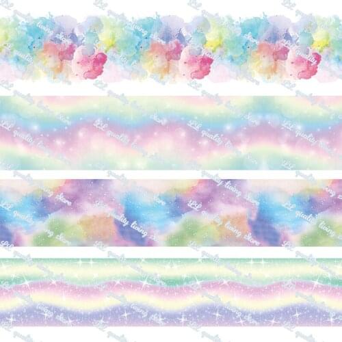 Rainbow pattern pattern printed grosgrain ribbon/16mm printed elastic foe ribbons DIY hair bows Sewing webbing 50 yards