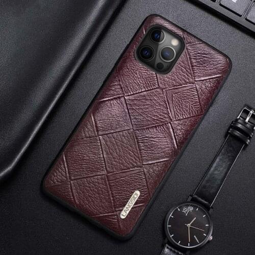 LANGSIDI Leather case For Iphone 12 pro max 11 Square embossing back cover For iphone 12 pro 12 max xr xs max 7 8 plus fundas