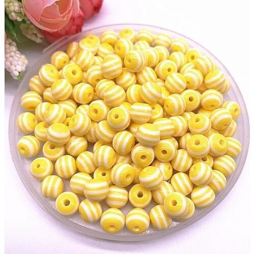 6/8/10/12mm Round Resin Beads Stripe Spacer Beads for Jewelry Making Children Handcraft Department DIY Bracelet Accessories #02