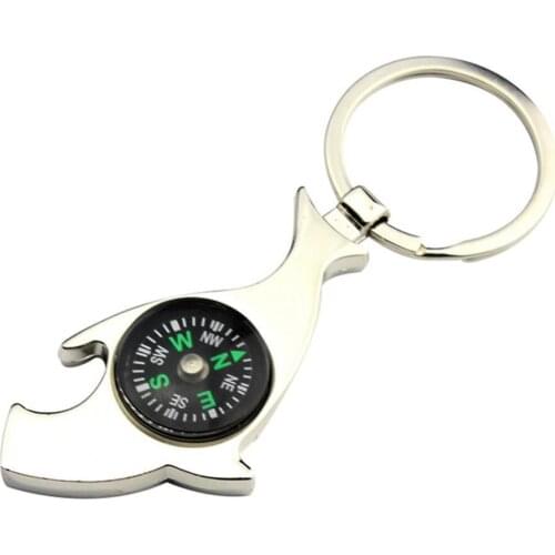 50% Hot Sales Fashion Shark Shape Compass Bottle Opener Car Key Chain Bag Hangings Keyring