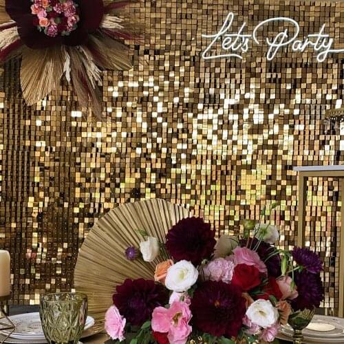 Shimmer Wall Backdrop Sequin Panel Rose Gold Event Supplies Party Decorative Sparkly Mirror Wedding Decoration Birthday New Year