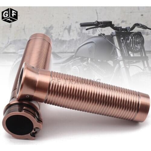 2pcs Motorcycle Copper Aluminum 1" 25mm Non-slip Handlebar Hand Grips For Harley 883R Sportster Street Low Rider Chopper Bobber