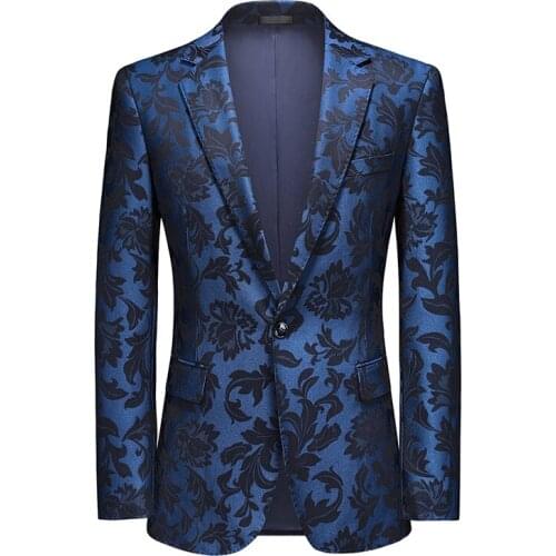 2021 New Mens Fashion Suit Party Coat Casual Slim Fit Blazer Buttons Suit Floral printing Blazers Jacket Men Business coat