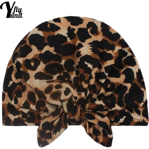 Yundfly Soft Skin-friendly Warm Polyester Cotton Toddler Hats Fashion Leopard Print Bunny Ears Infant Caps Kids Hair Accessories