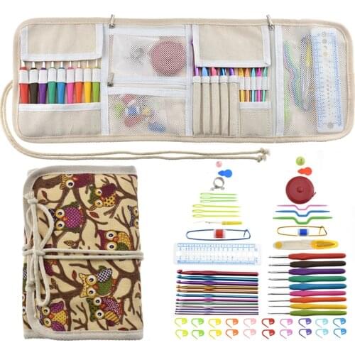 Crochet Hook Set 9 pcs Ergonomic Handle 2.0 mm-6.0 mm Knit Hook Knitting Set Scissors Needle Sewing Accessories With Storage Box