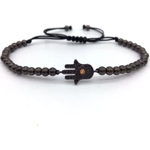 NAIQUBE Fashion 4mm Hand bracelet 4colors Trendy Pave Cz Beads Braided Macrame Bracelet for men and women Jewelry Gift