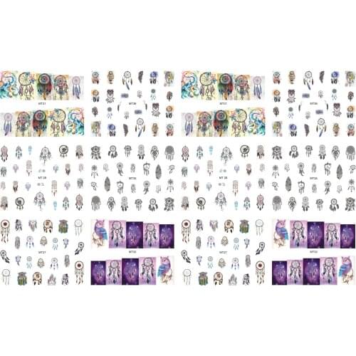 12 Sheets/Lot Nail MT27-36 Mix 6 Design Dream Cather Full Cover Nail Art Water Wraps Sticker Decal For Nail