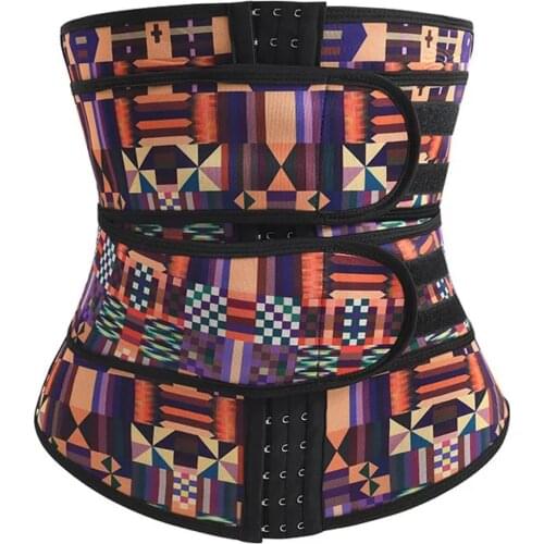 New Arrival African PrintingcamouflageS-3XL Latex Waist Trainer Double Strap Compression Belt Weight Lose Women Plus Size Waist