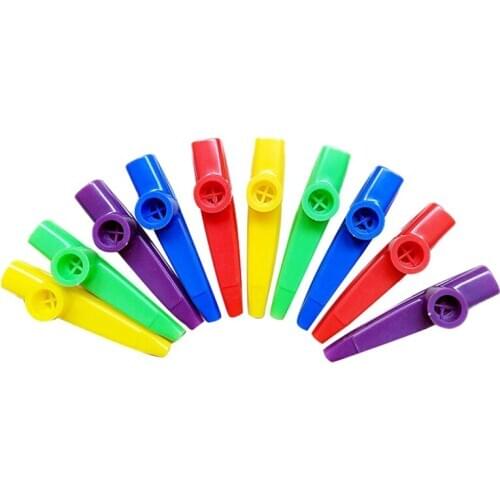 Plastic Kazoos Musical Instruments with Kazoo Flute Diaphragms for Gift, Prize and Party Favors 5 Colors (10 Pieces)
