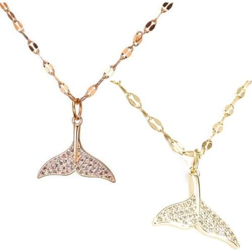 2020 Simple Fashion Jewelry Women Fashion Rhinestone Inlaid Mermaid Tail Clavicle Alloy Chain Pendant Necklace Gift