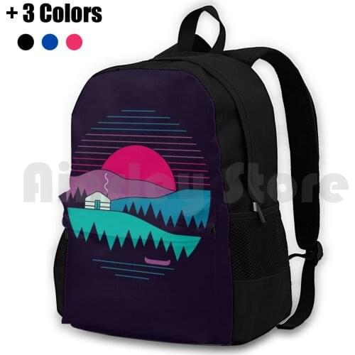 Back To Outdoor Hiking Backpack Riding Climbing Sports Bag The Paper Crane Rick Crane Thepapercrane Sunset Sunrise Vintage Neon