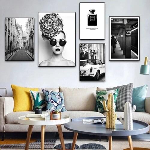 Nordic Modern Fashion Wall Art Canvas Oil Painting Black and White Home Decoration Poster Print Design for Livingroom Exhibition