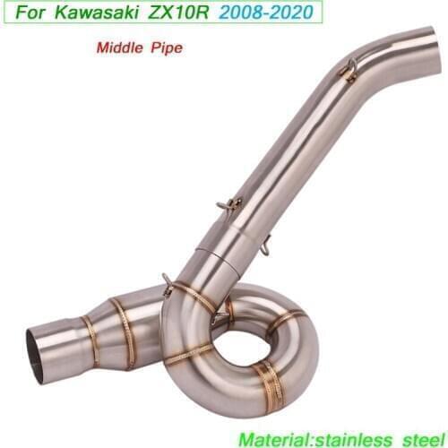 Link 51mm Diameter Stainless Steel Middle Connect Pipe For Kawasaki ZX10R 2008-2020 Motorcycle Tail Exhaust Muffler Pipe Silp on