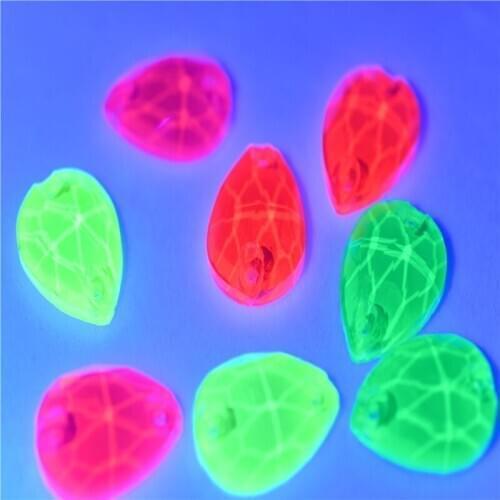 Flatback Rhinestones Neon sew on stones pear shape Shiny In Night With Ultraviolet Light for bride party supplies