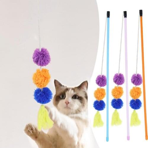 Teaser Stick Plush Ball Bell Design Relieve Boredom Silicone Attractive Pet Teaser for Indoor