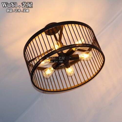 Vintage Ceiling Lights Modern Led Birdcage Retro Loft Ceiling Lamp Shade Home Lighting Luminaire Living Dining Room Light Cage