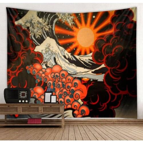 Waves Sunrise Bohemian Style Tapestry Art Deco Blanket Curtain Hanging Home Bedroom Living Room Decoration