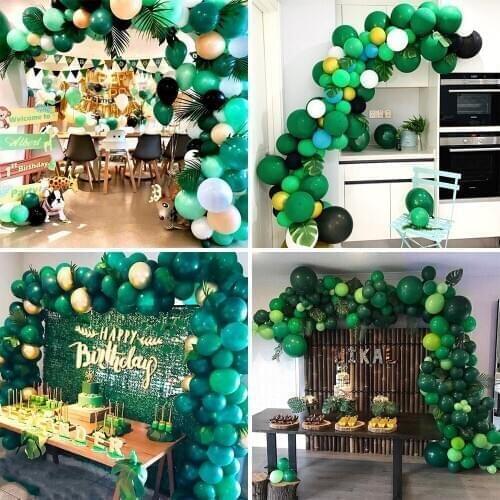 Green Balloon Birthday Party Decorations Adult Kids Jungle Safari Helium Latex Balloons Babyshower Anniversary Wedding Supplies