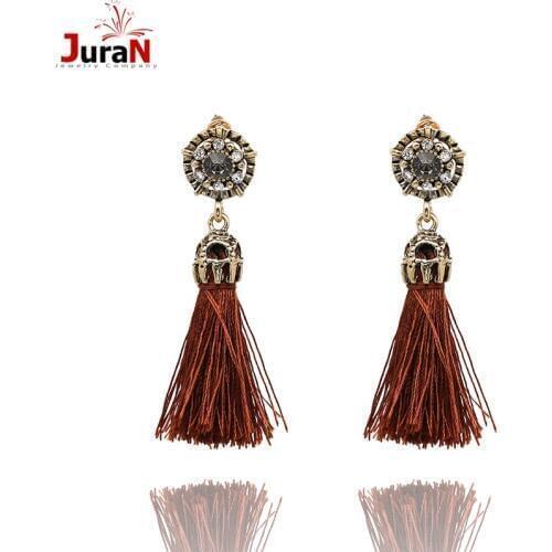 JURAN 2019 Vintage Design Colorful Tassel Statement Earring 2019 New Fashion Rope Fringe Earrings Party Girls For Women J50032
