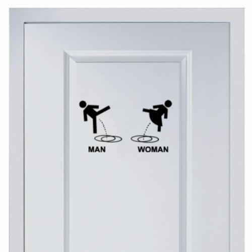 Funny Marks For Man And Womans Toilet Vinyl Fashion for Shop Office Home Cafe Hotel Toilets Door Decor Wall Stickers