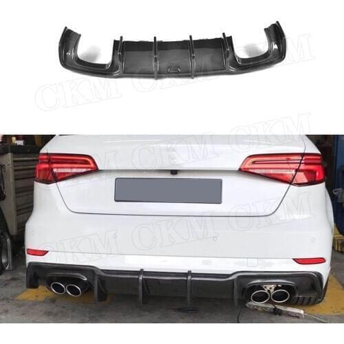 Carbon Fiber Rear Lip Diffuser Spoiler With Lamp for Audi A3 Sline S3 Hatchback 2017 -2019 not For Standard A3 Bumper Guard