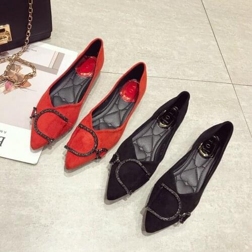 Ladies Fashion Pointed Flat Shoes 2021 New Season Single Shoes Shallow Mouth Black Work Shoes Large Size All-match Womens Shoes