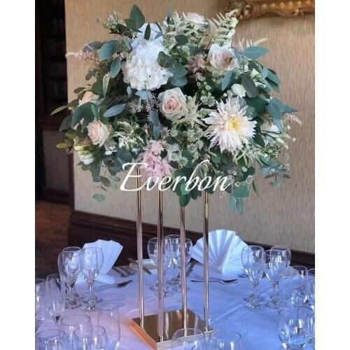 Gold Rectangle Stand Metal Geometric Vase Rustic Wedding decoration gold metal flower stand centerpiece