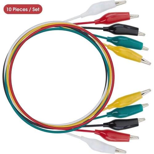 10 Pieces Of Alligator Clip Cord 5-color Test Jumper DIYElectrical TestcordCrocodile Double-Ended Crocodile Clip Crocodile Cord