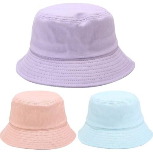 3Pcs Korean Women Men Summer Sunscreen Bucket Hat Sweet Plain Macaron Candy Color Student Hip Hop Packable Fisherman Cap