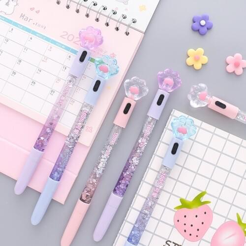 36 pcs/lot Creative Cat Paw Oil Light Gel Pen Cute 0.5mm Neutral Pens School Office writing Supplies Promotional Gift