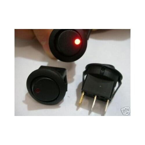 5pcs ROUND 12V LED RED DOT ROCKER SPST CAR SWITCH D8CR i