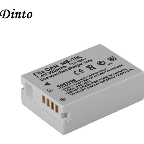 Dinto 1pc 920mAh Rechargeable Camera Battery Pack NB-10L NB10L Li-ion Batteries for Canon G1X G3X G15 G16 SX40 SX60 NB 10L
