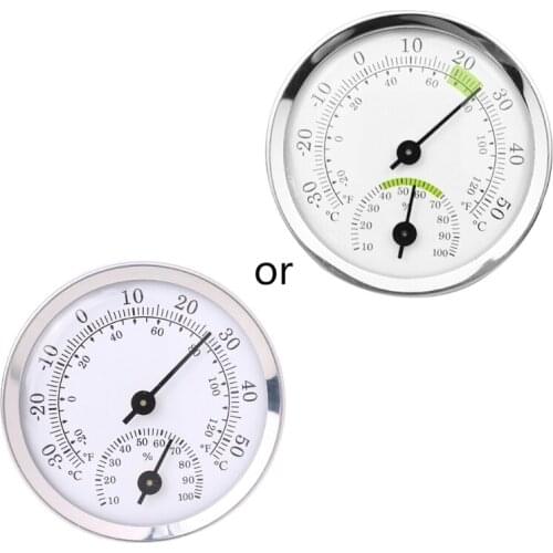 Aluminum Alloy Analog Humidity Meter Thermometer Stable Temperature Gauge Portable Wall Hanging Indoor Outdoor Mini Hygr K0AB