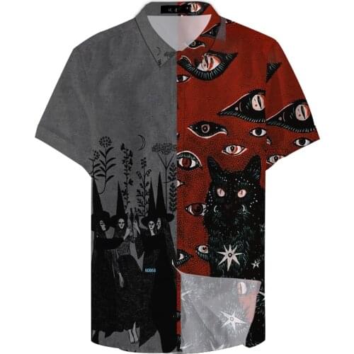 USA Size Funny Eyes Cute Cat 3D PrintingSummer Hawaiian Beach Casual Fashion Custom Shirt
