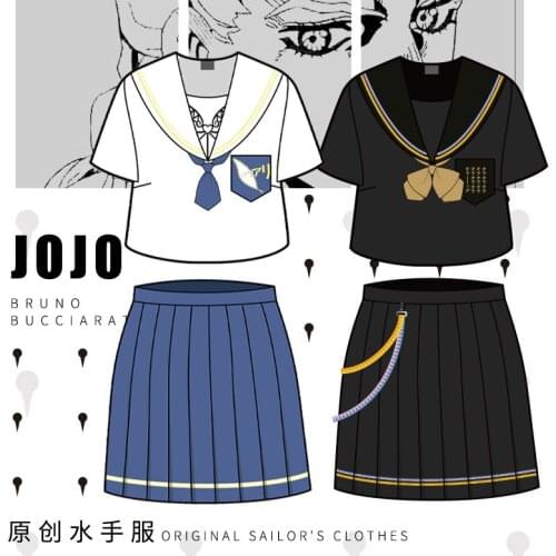 Anime JoJos Bizarre Adventure Kujo Jotaro Kuujou Joutarou Cosplay Costume Giorno Bruno Bucciarati School JK Uniform