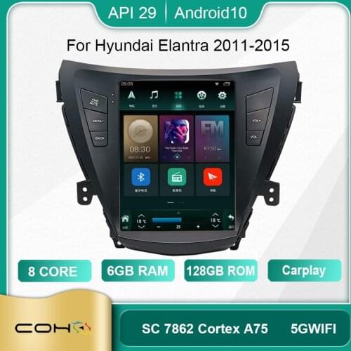 COHO For Hyundai Elantra 2011-2015 Android 10.0 Octa Core 6+128G samochodowy odtwarzacz multimedialny odbiornik Stereo Radio