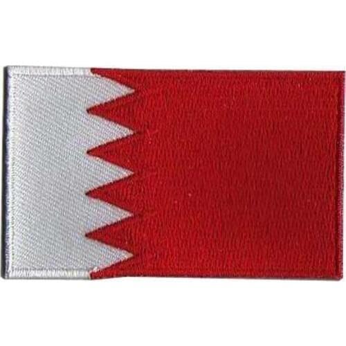 Bahrain Flag Embroidery Patch MOQ50pcs Made by Twill with Flat Broder and Iron On Backing free shipping by Post