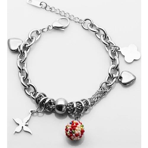 Titanium steel bracelet ladies fashion all-match color bead ball men and women couple bracelet