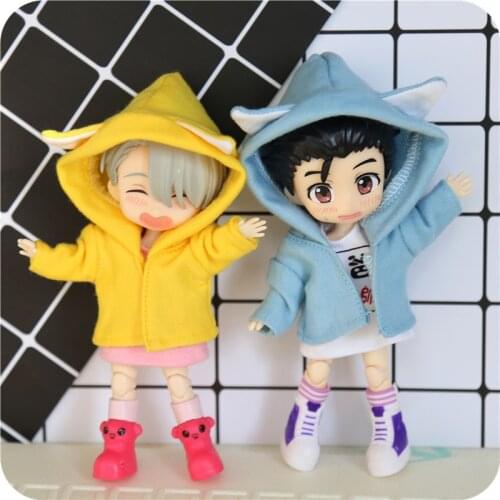 D03-P085 children handmade toy 1/12 ob11 GCS BJD.SD Doll Accessories doll clothes cat hat coat 1pcs