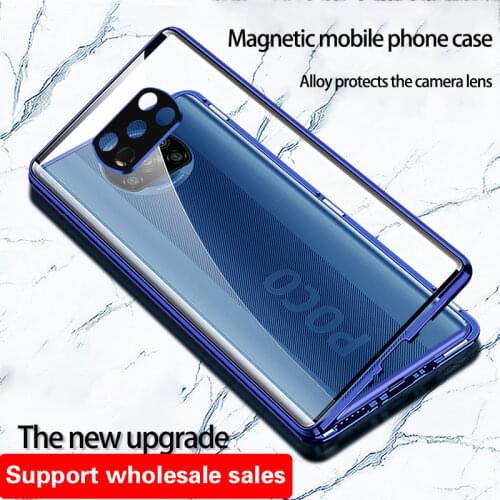 For Xiaomi POCO X3 NFC F3 protection Resistance to fall Protective sleeve Magnetic Metal note8 9 X10 Double-sided glass Case
