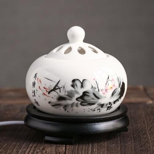Eletric Sandalwood Incense Burner Ceramic Aromatherapy Luxury Agarwood Handmade Incense Burner Home Encensoir Home Decor DG50XX