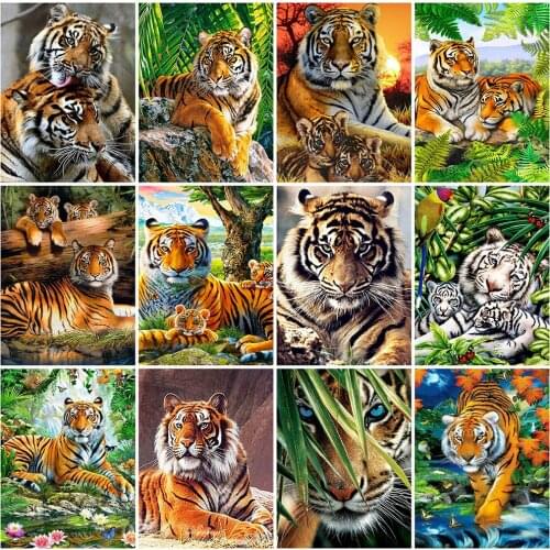 EverShine 5D Diamond Painting Animals Mosaic Kits Full Square Drill Diamond Embroidery Tiger Art Handmade Gift Decor For Home